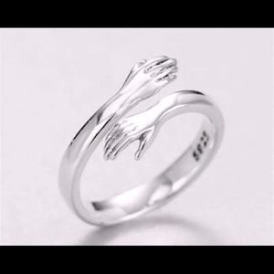 COPY - 925 Sterling Silver ( Adjustable )Love Hug Silver Color Ring Fashion Ring